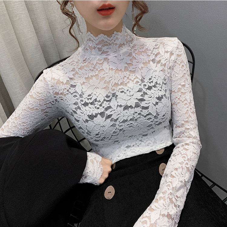 Lace High-Neck Top for Women - Versatile All Seasons
